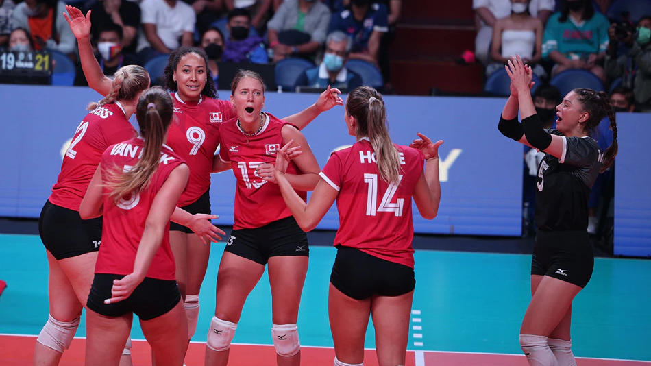 Canada Women's National Volleyball Team match and podium photo 2